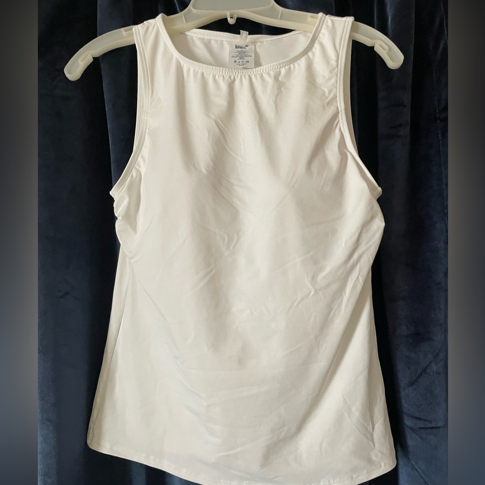 Lands' End High Neck Tankini Top in White